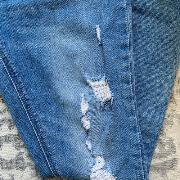 OLD NAVY | Medium Wash High Rise Distressed Faded Button Fly Jeans - Picture 3 of 6